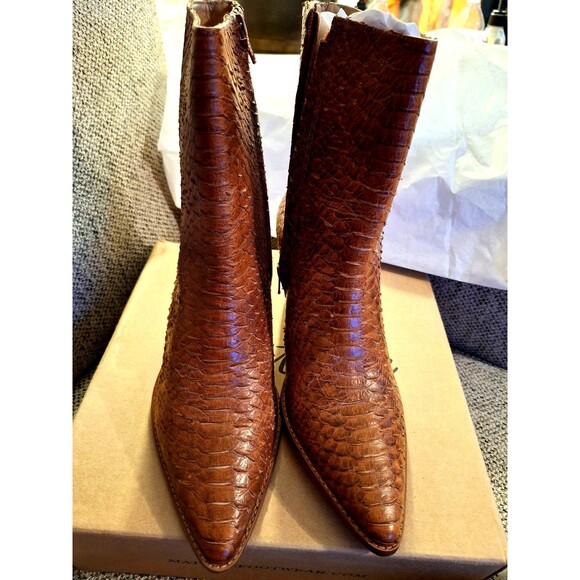 Matisse Caty Snake Pointed Toe Cowboy Zippered Booties Womens BROWN Casual Boots - Picture 1 of 16